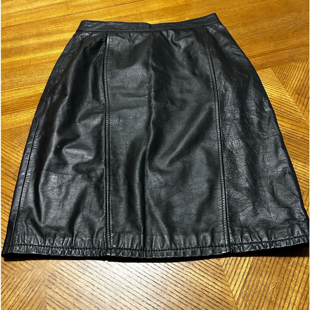 Byrnes & Baker Vintage Black Leather Skirt Size 10